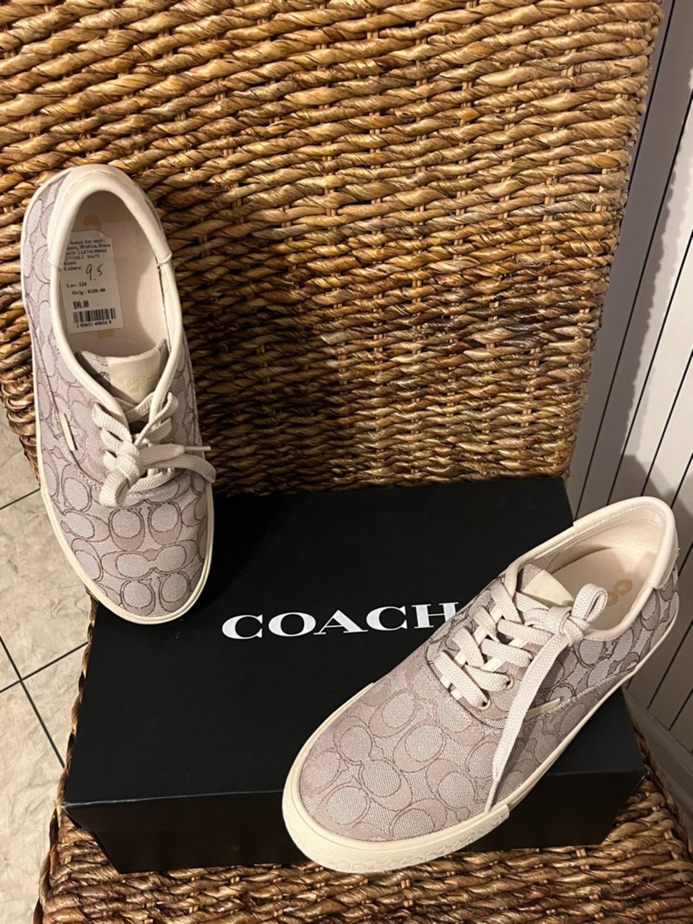 Coach Beige Signature Canvas Low-Top Sneakers - Picture 4 of 5